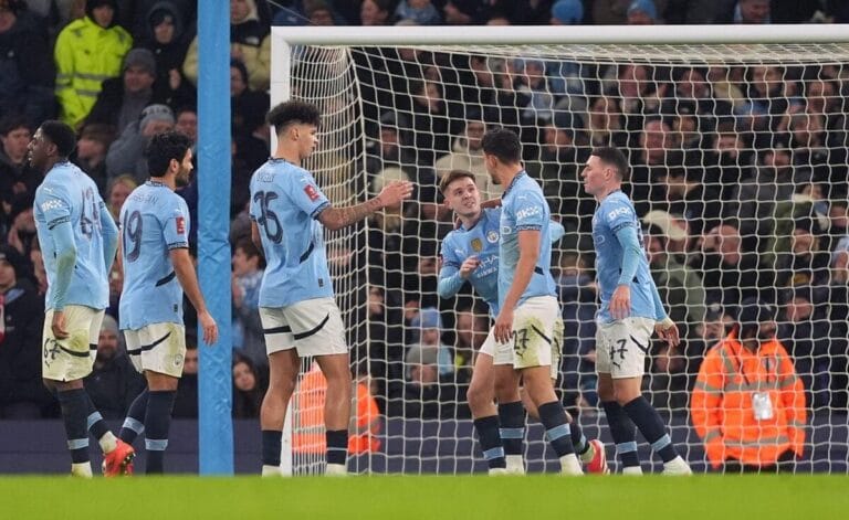 FA Cup round-up: Manchester City thrash Salford while Leeds narrowly avoid cup upset